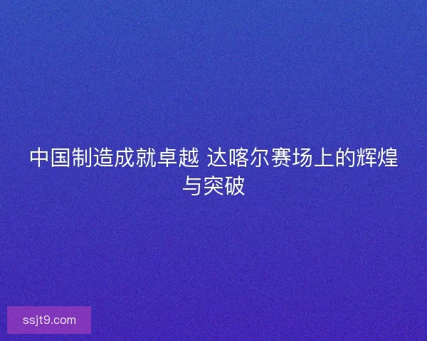 中国制造成就卓越 达喀尔赛场上的辉煌与突破